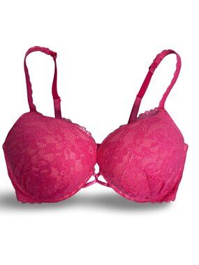 Victoria's Secret 'Miraculous Plunge' Push Up Bra Womens 34D Pink Lace Underwire